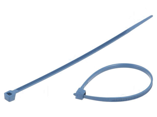 Kabelbinder; met metaal; L: 100mm; W: 2,5mm; polyamide; 80N; blauw Kabelbinder; met metaal; L: 100mm; W: 2,5mm; polyamide; 80N; blauw